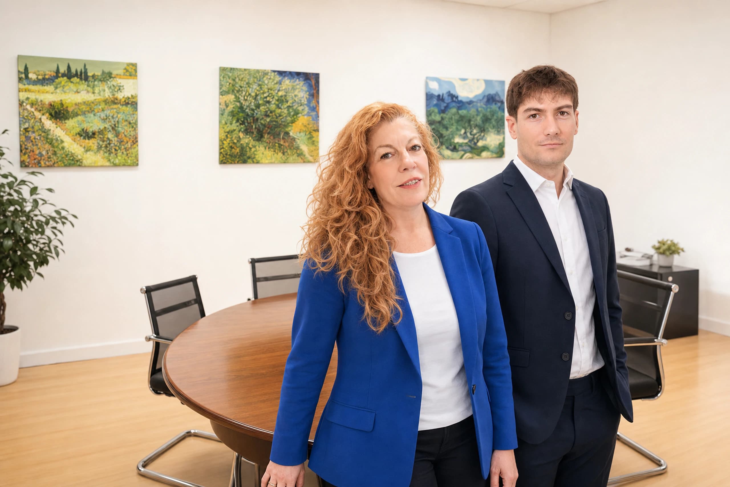 María y Gerard en la oficina de Biventa